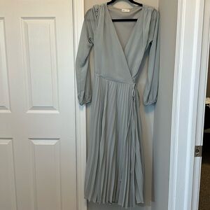 Light blue bridesmaid wrap dress